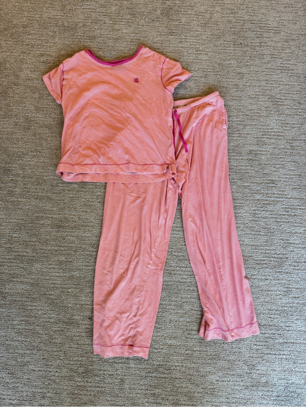 Lauren Ralph Lauren Pink & White Striped Pajama Set